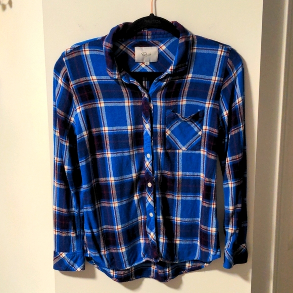 Rails Hunter flannel button down shirt, blue plaid, medium - Picture 1 of 6